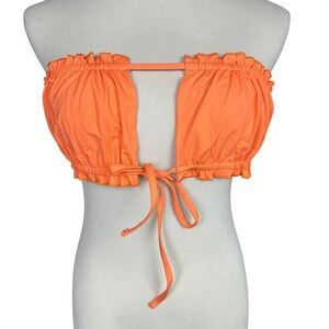 NWT Free People‎ X Toast Swim Women's L Ruffle Bandeau Bikini Top Nectarine